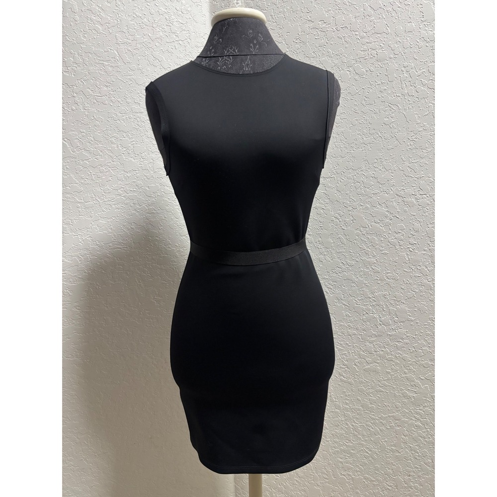 Helmut Lang Black Sleeveless Bodycon Mini Dress with Exposed Back Zipper XS